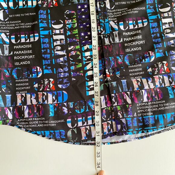 SUGAR Shirt Men's 2XL Colorful All-Over Print Dress Long Sleeve Flip Cuff - Picture 9 of 12